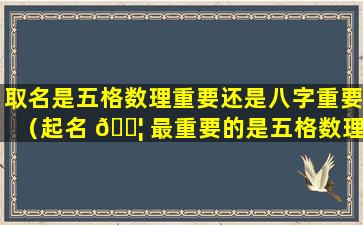 取名是五格数理重要还是八字重要（起名 🐦 最重要的是五格数理还是三才配 🌾 置）